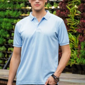 Unisex Sky Blue Recycled PET Polo T-shirt