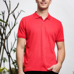 Unisex Red Recycled PET Polo T-shirt